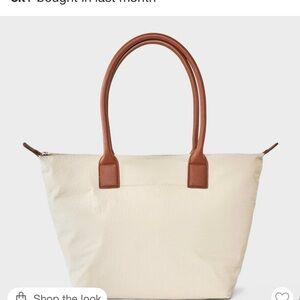 Universal Thread Elegant Cream Tote Bag with Tan Accents